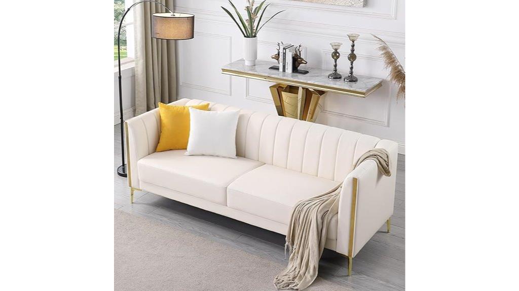 white modern sofa with pillows