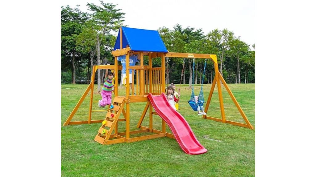 wooden backyard playground set