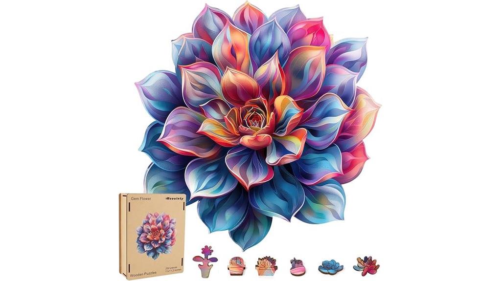 wooden flower succulent puzzle