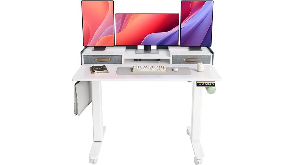 adjustable desk with drawers