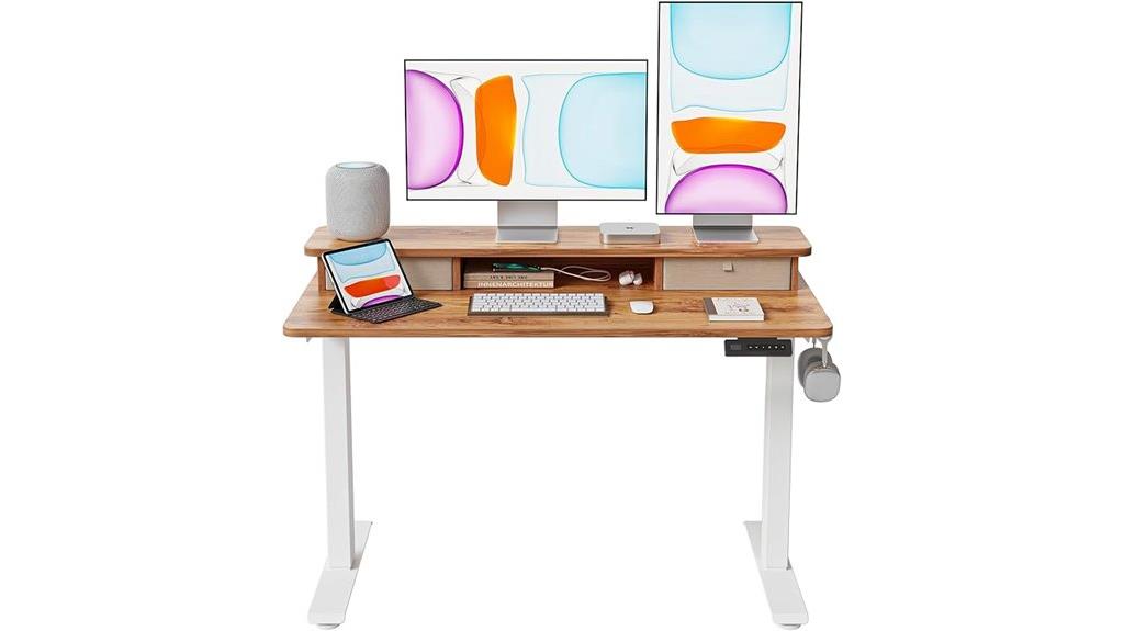 adjustable desk with storage