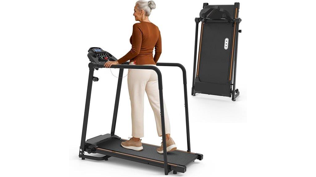 senior friendly treadmill with handrails