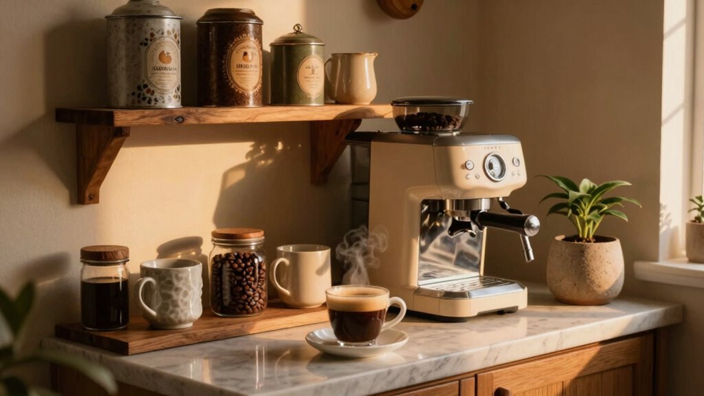 cozy organized coffee space